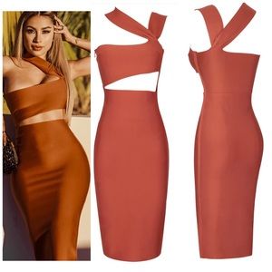 Asymmetrical  Over Knee Bandage Dress SIZE M